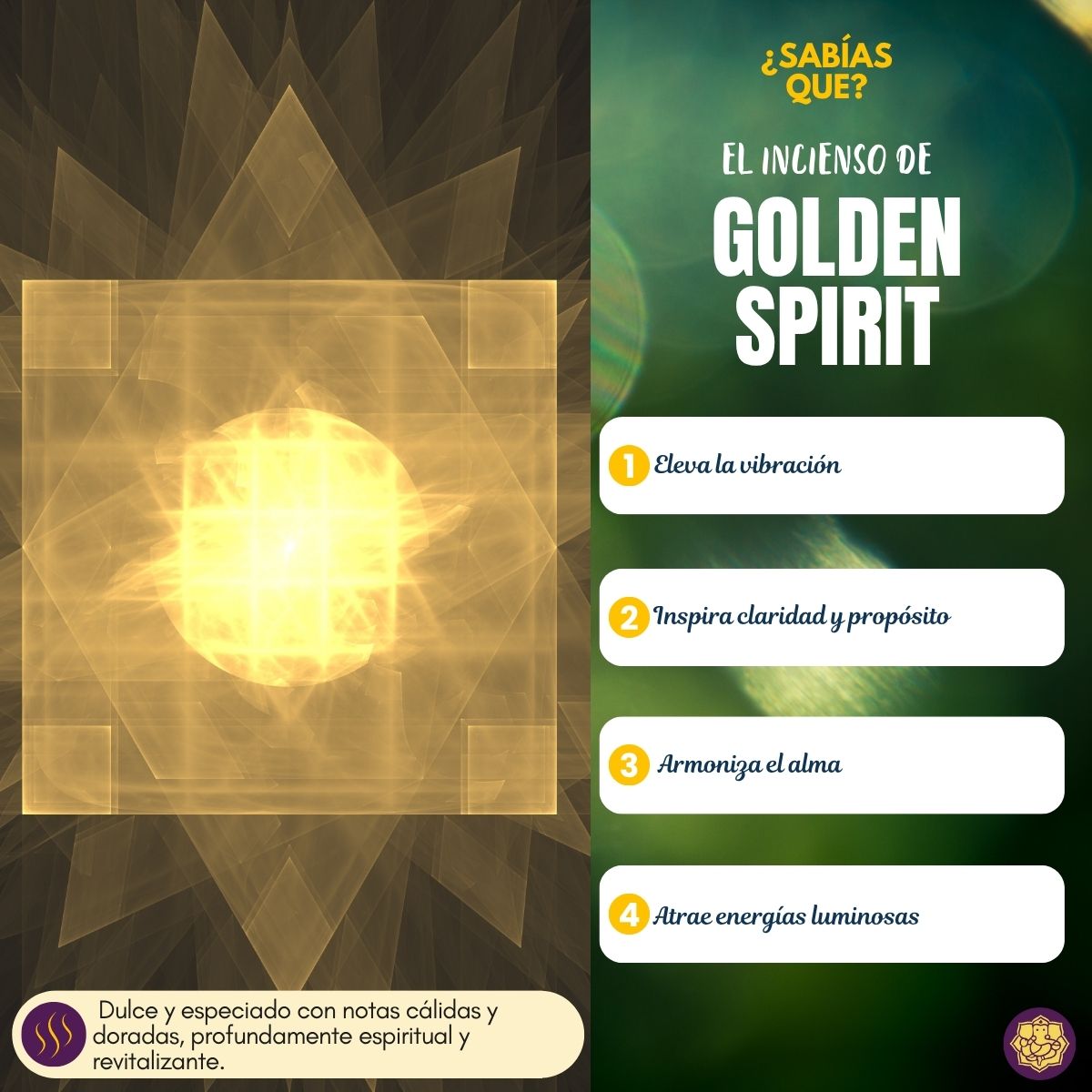 Incienso Natural - Golden Spirit Balaji