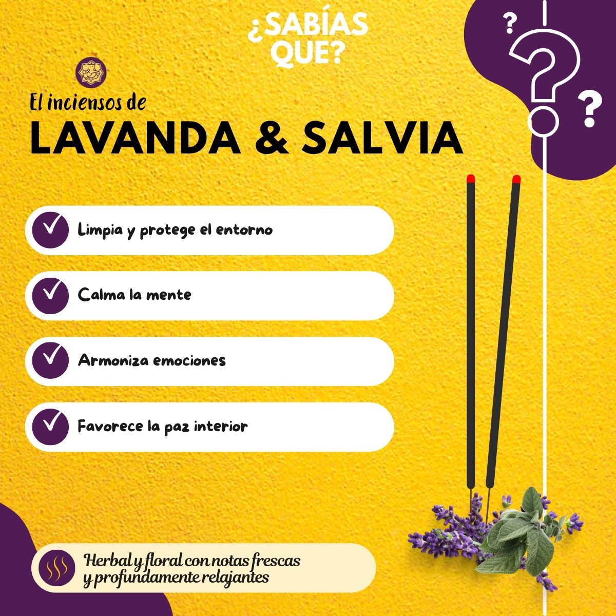 Incienso Lavanda y Salvia Blanca Jardin - Goloka