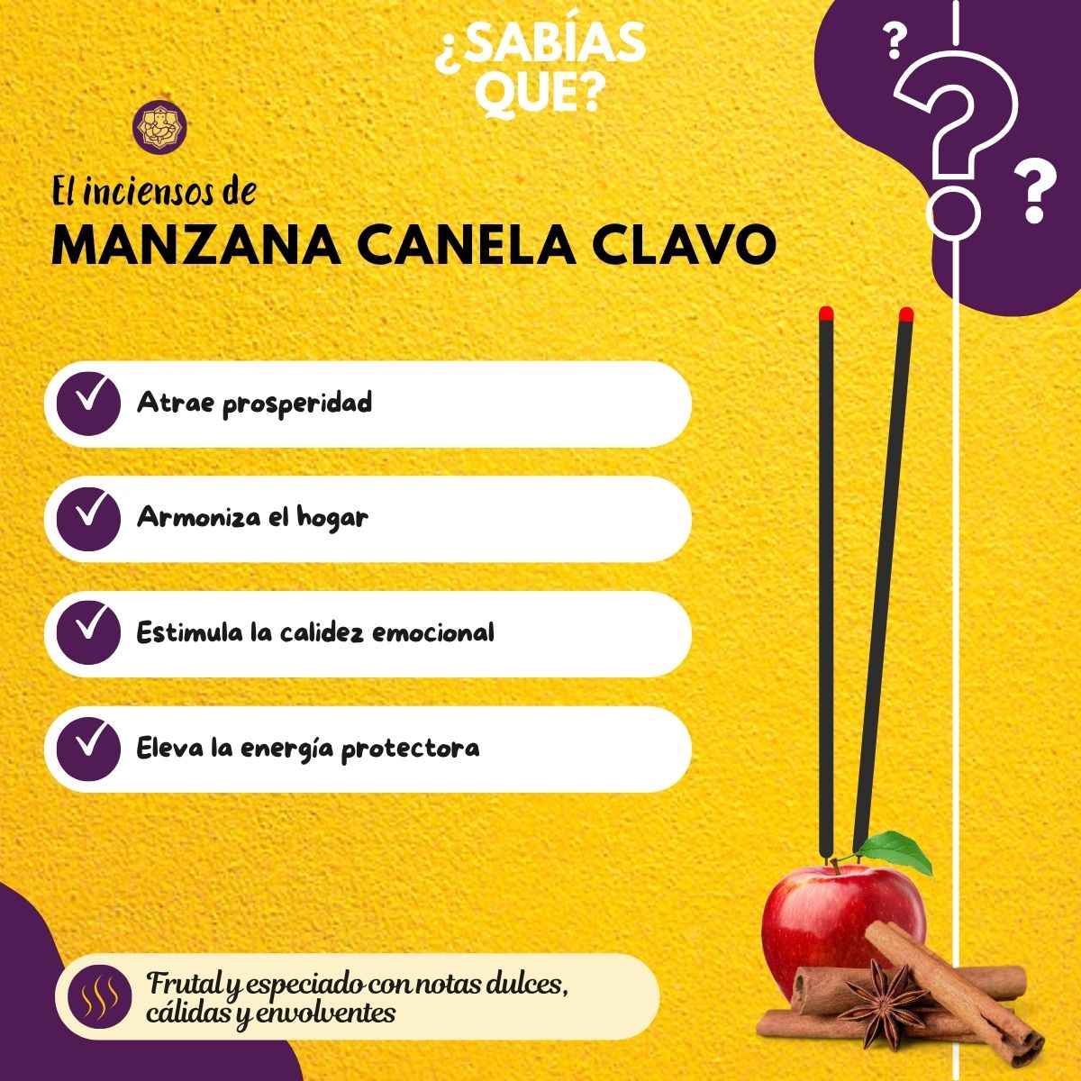 Incienso Manzana Canela Clavo - Parimal Hexagonal