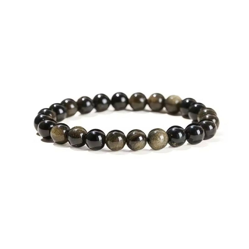 Pulsera Obsidiana Dorada 8mm