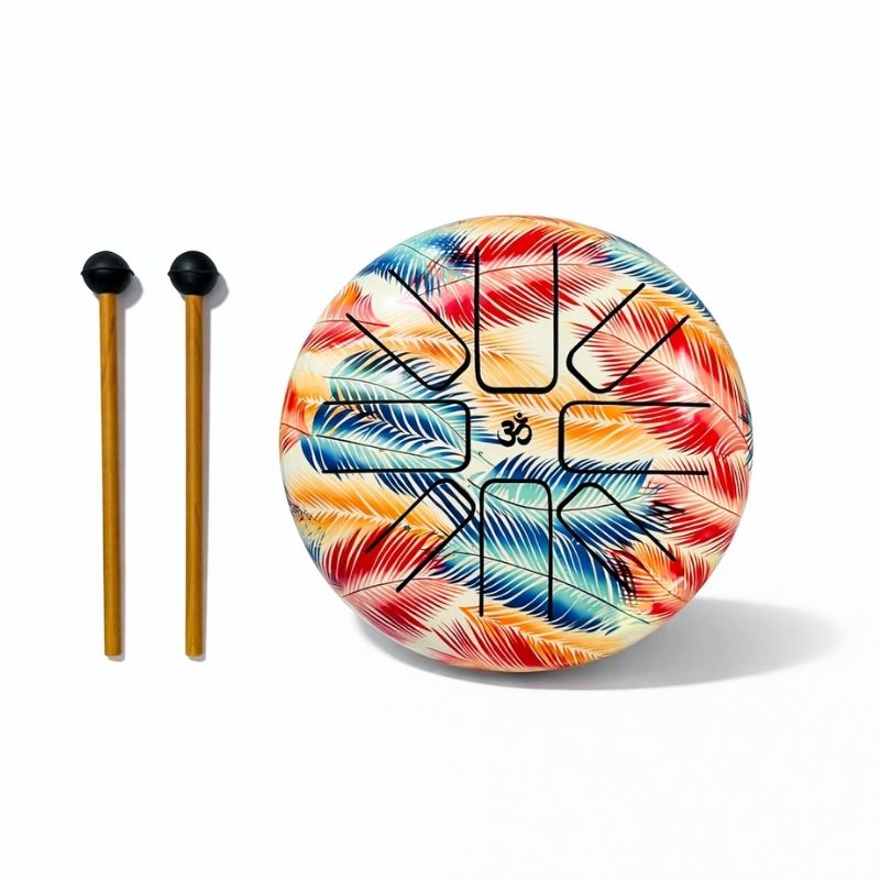 Hand Drum Tambor - Happy Pluma Arcoíris Mediano