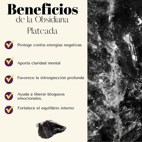 Pulsera Obsidiana Plateada 6mm