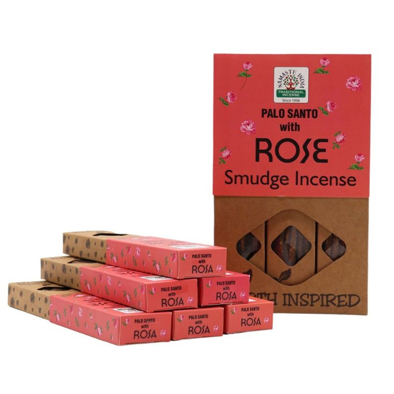 Incienso Natural Palo Santo con Rosas  - Namaste India