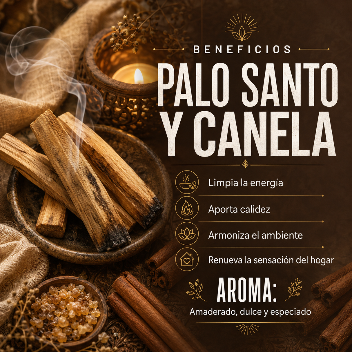 Sahumerio Palo Santo con Canela