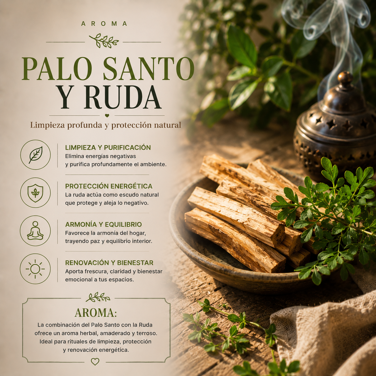 Incienso Palo Santo y Ruda