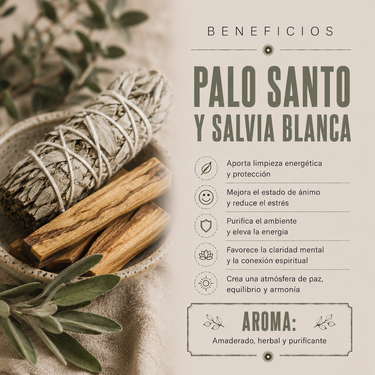 Aceite Aromático Salvia Blanca y Palo Santo