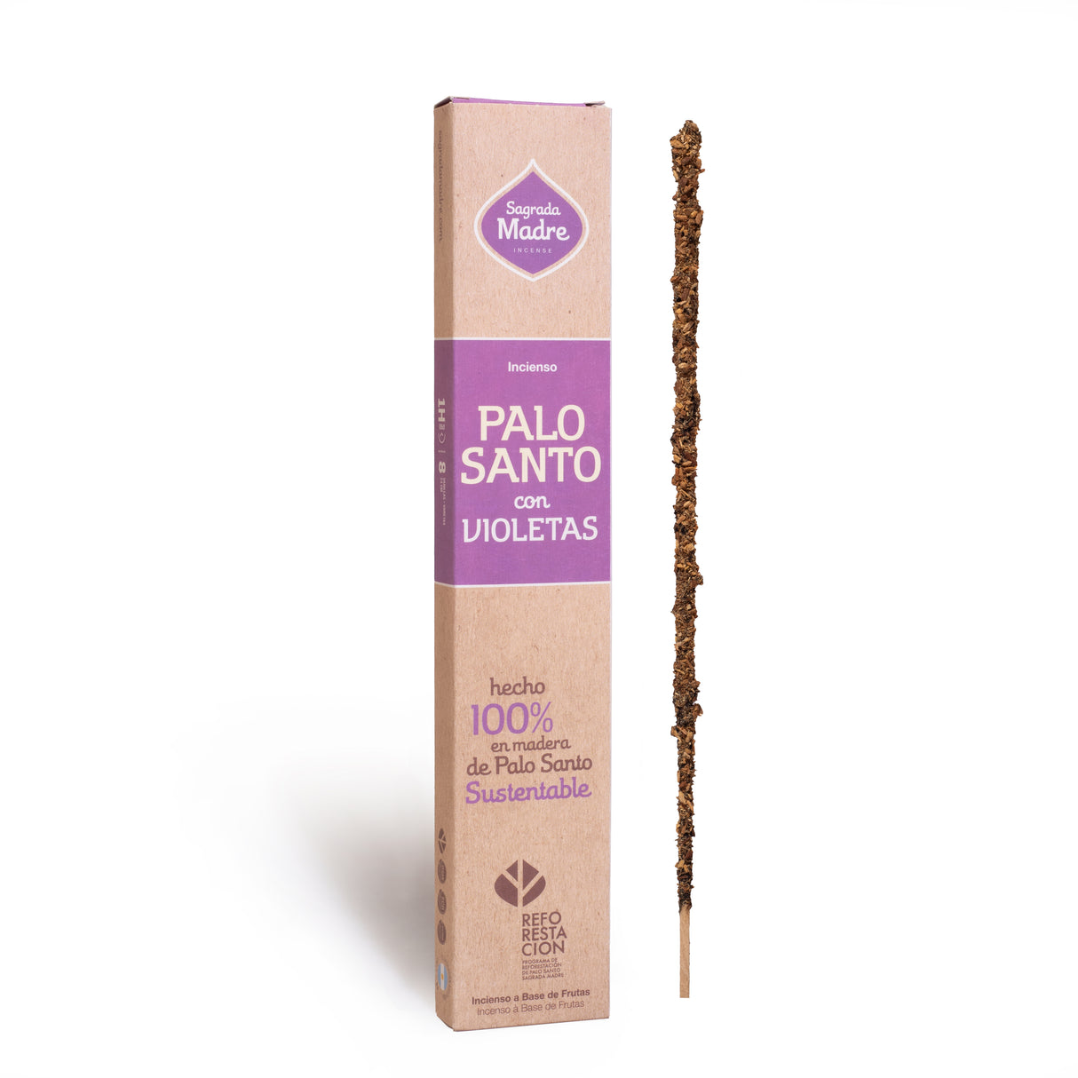 Varilla Sahumerio Palo Santo con Violetas - Sagrada Madre