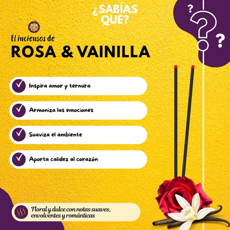 Incienso Natural Rosa con Vainilla - Namaste India