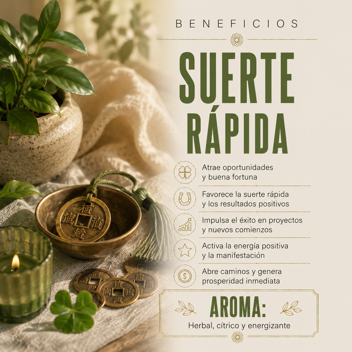 Vela Nag Champa con Jade Verde - Suerte Rápida