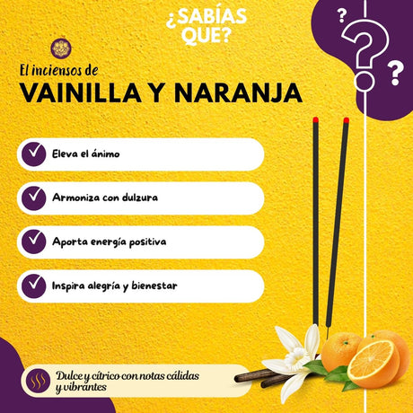 Incienso Natural Vainilla y Naranja - Goloka