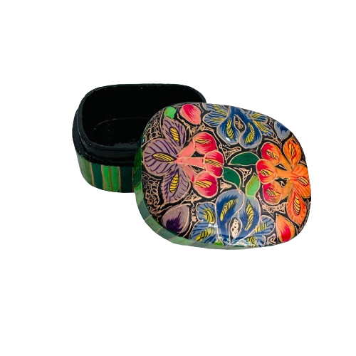 Cajita de Sueños Rectangular Flores Verde