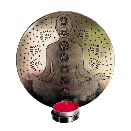 Porta Vela de Pared Chakra Meditación Silver Pequeño