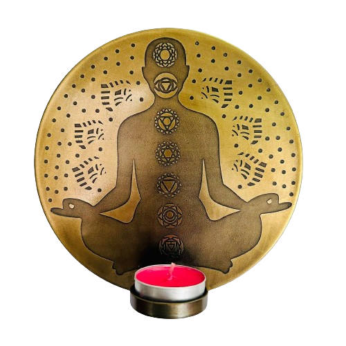 Porta Vela de Pared Chakra Meditación Gold Pequeño