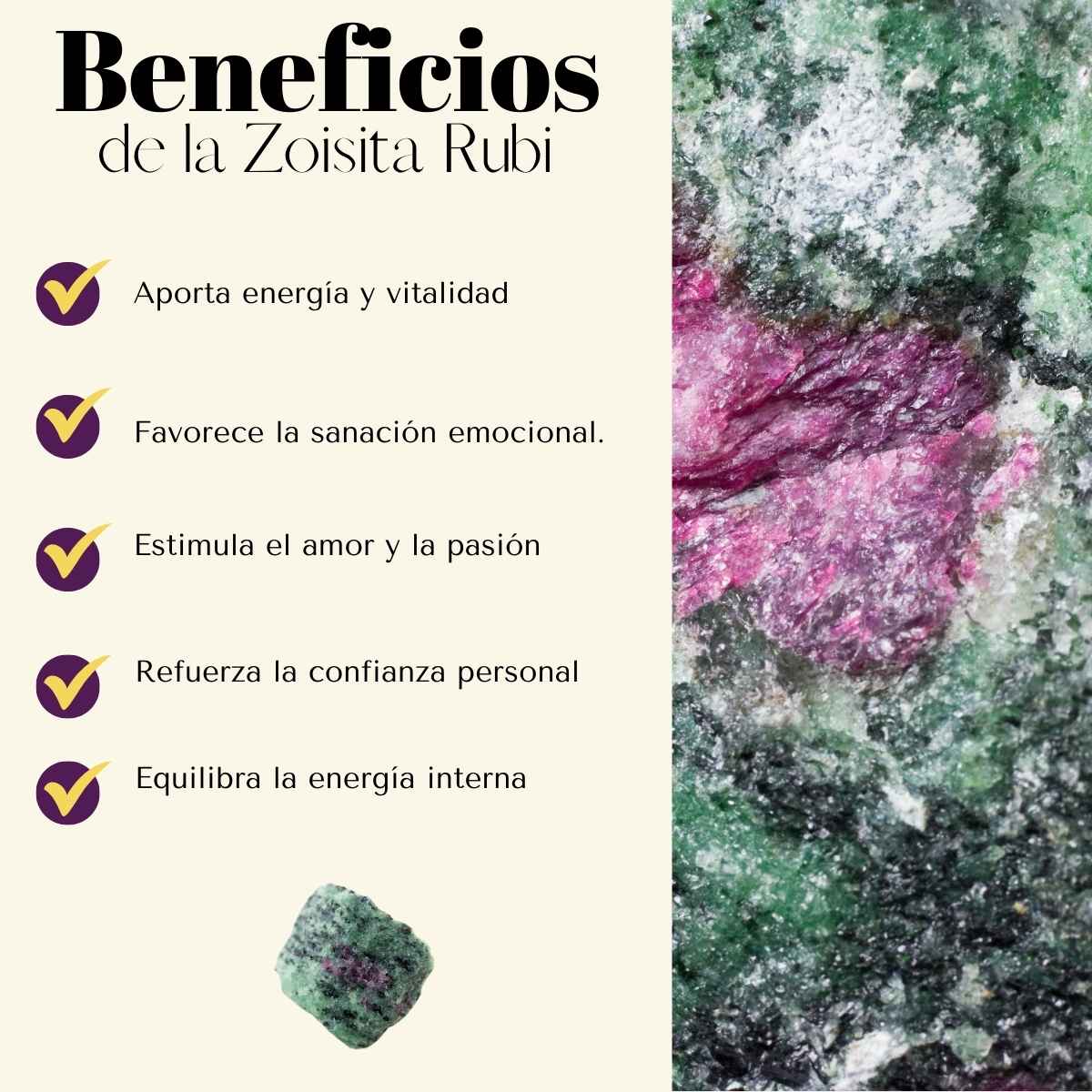 Pulsera Zoisita Rubi 8mm