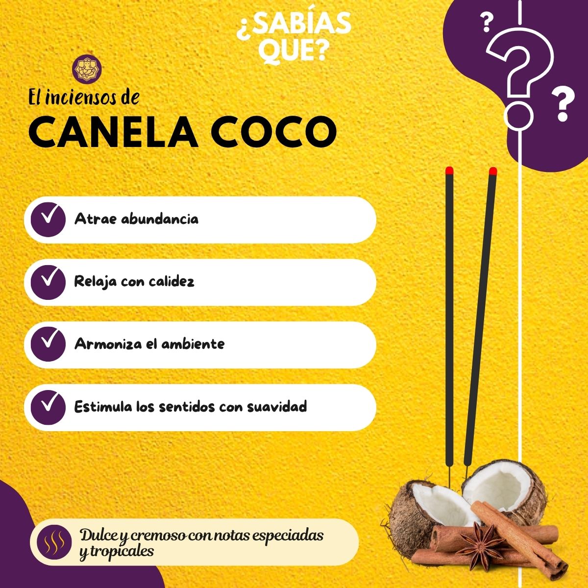 Incienso Natural Coco Canela - Alaukik