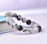 Pulsera Cuarzo Rutilado Negro 8mm