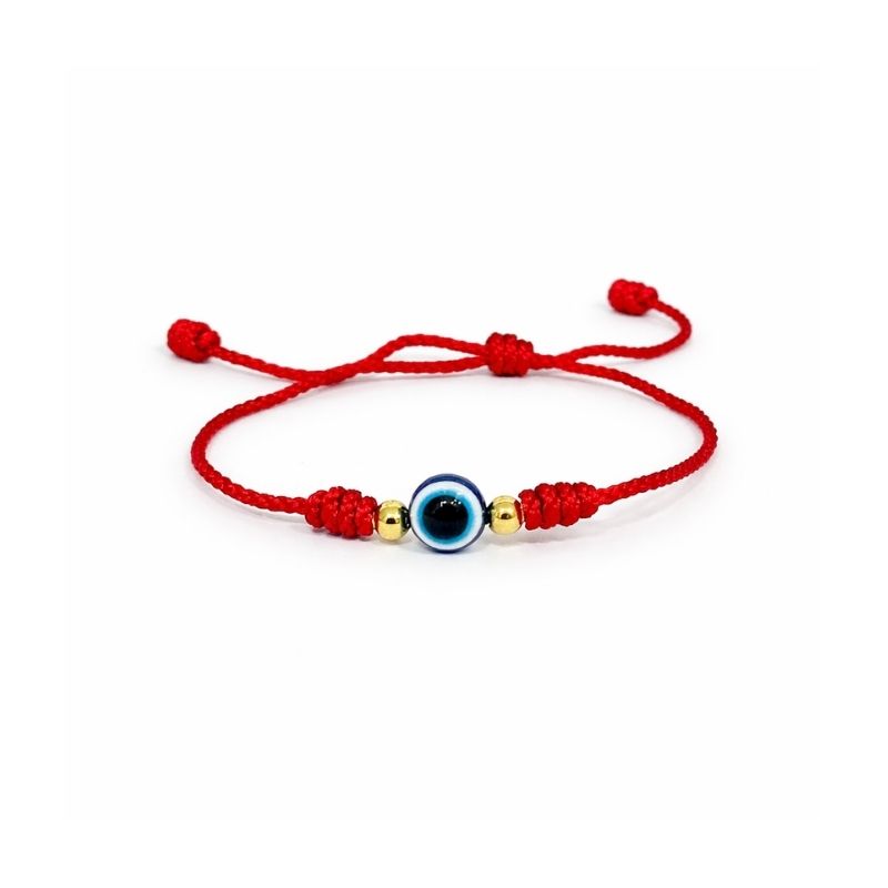 Pulsera Hilo Rojo Ojo Protector Dorado