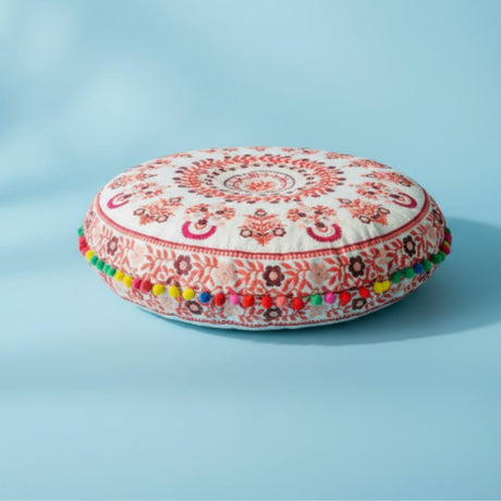 Cojin Rosado Indio Redondo Mediano