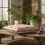 Cojin Boho Amarillo Cuadrado Grande