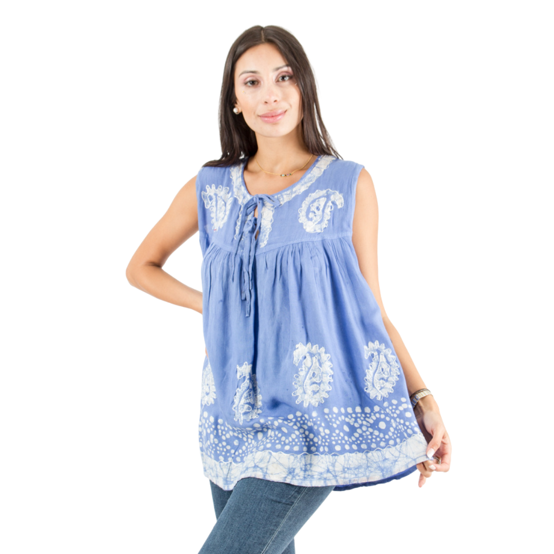 Blusa Dayita Celeste con Blanco