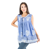 Blusa Dayita Celeste con Blanco