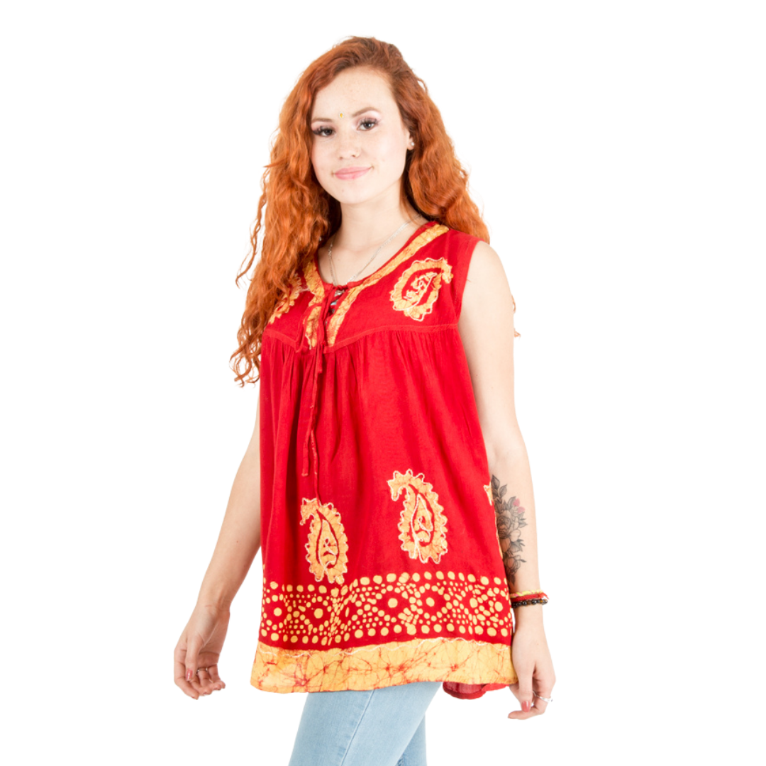 Blusa Dayita Roja con Amarillo