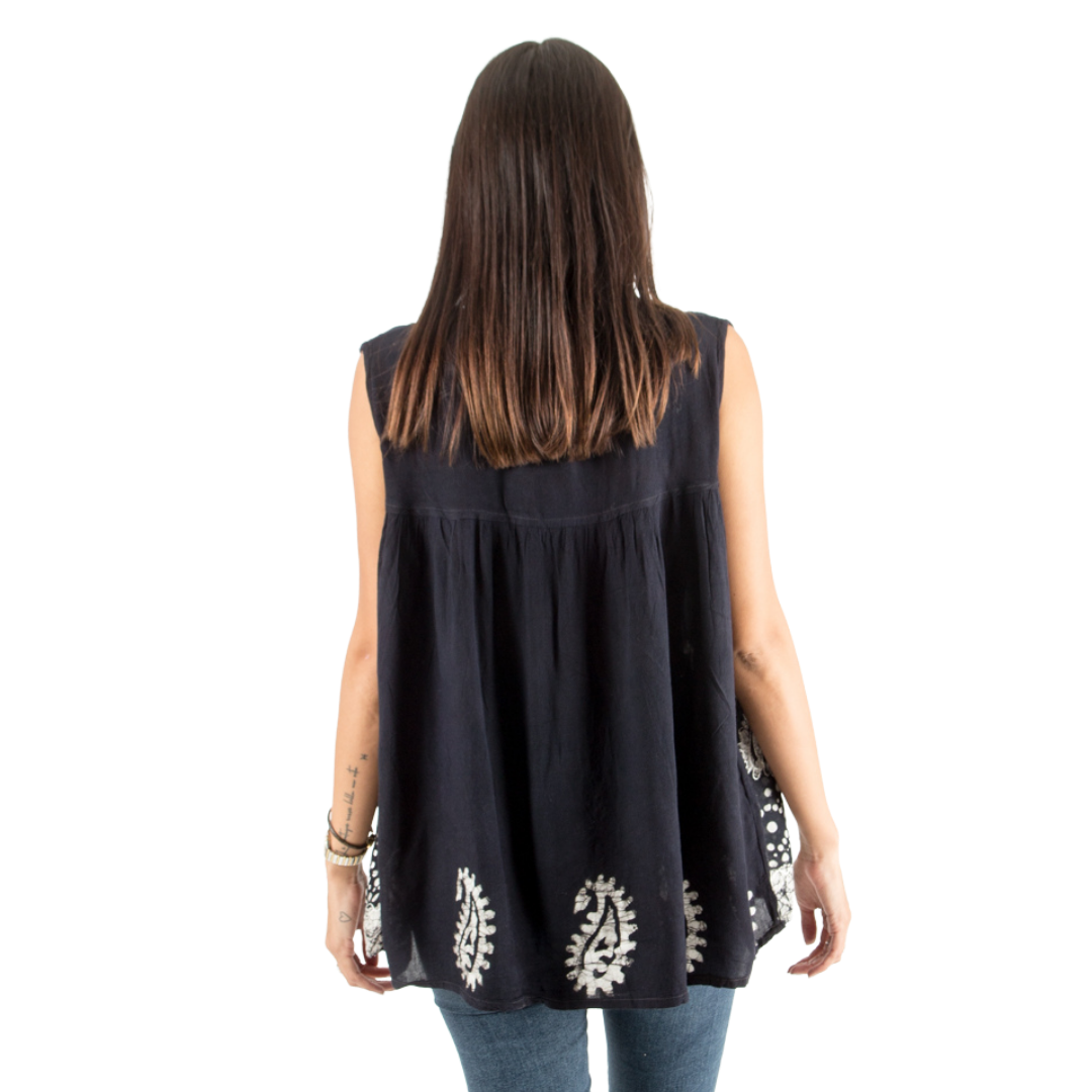 Blusa Dayita Negra con Blanco