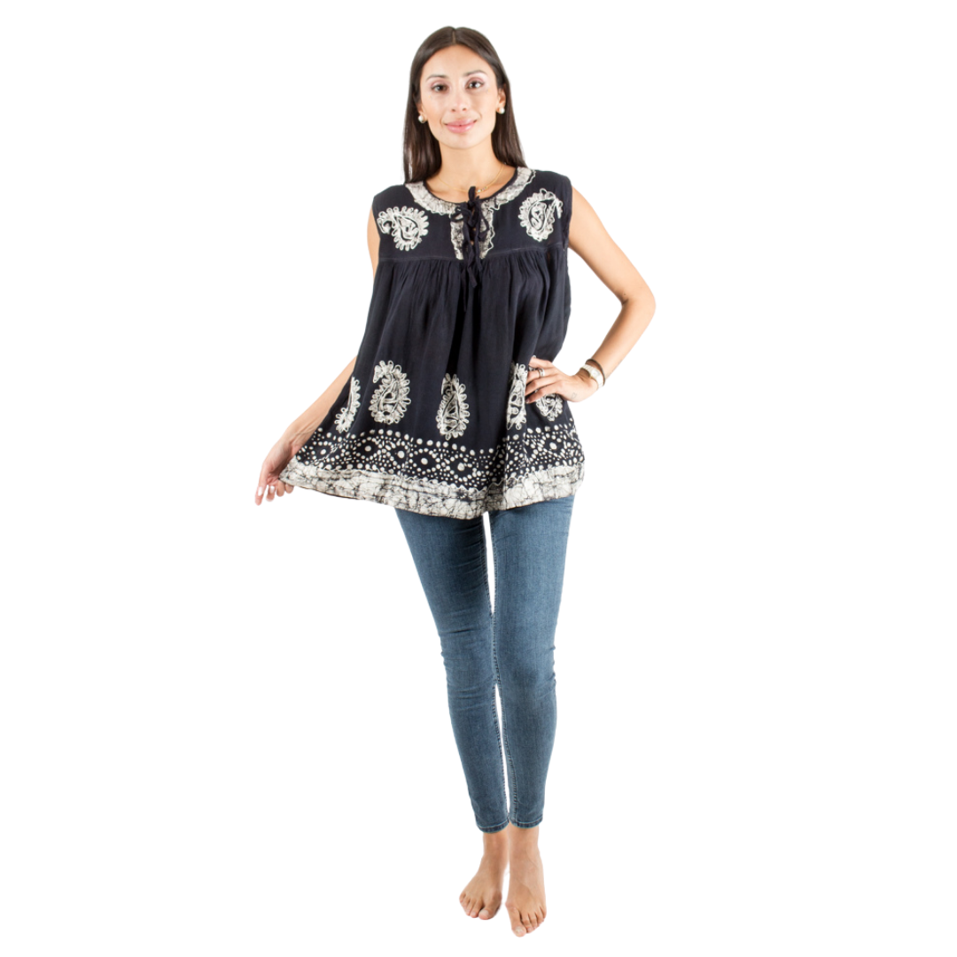 Blusa Dayita Negra con Blanco