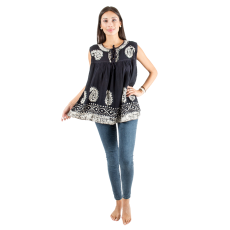 Blusa Dayita Negra con Blanco