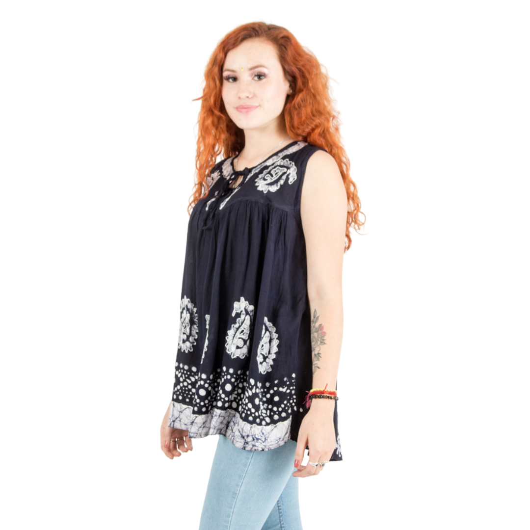 Blusa Dayita Azul Marino con Blanco