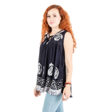 Blusa Dayita Azul Marino con Blanco