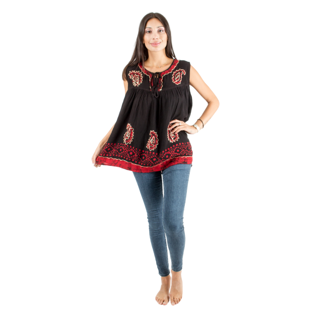 Blusa Dayita Negro con Rojo