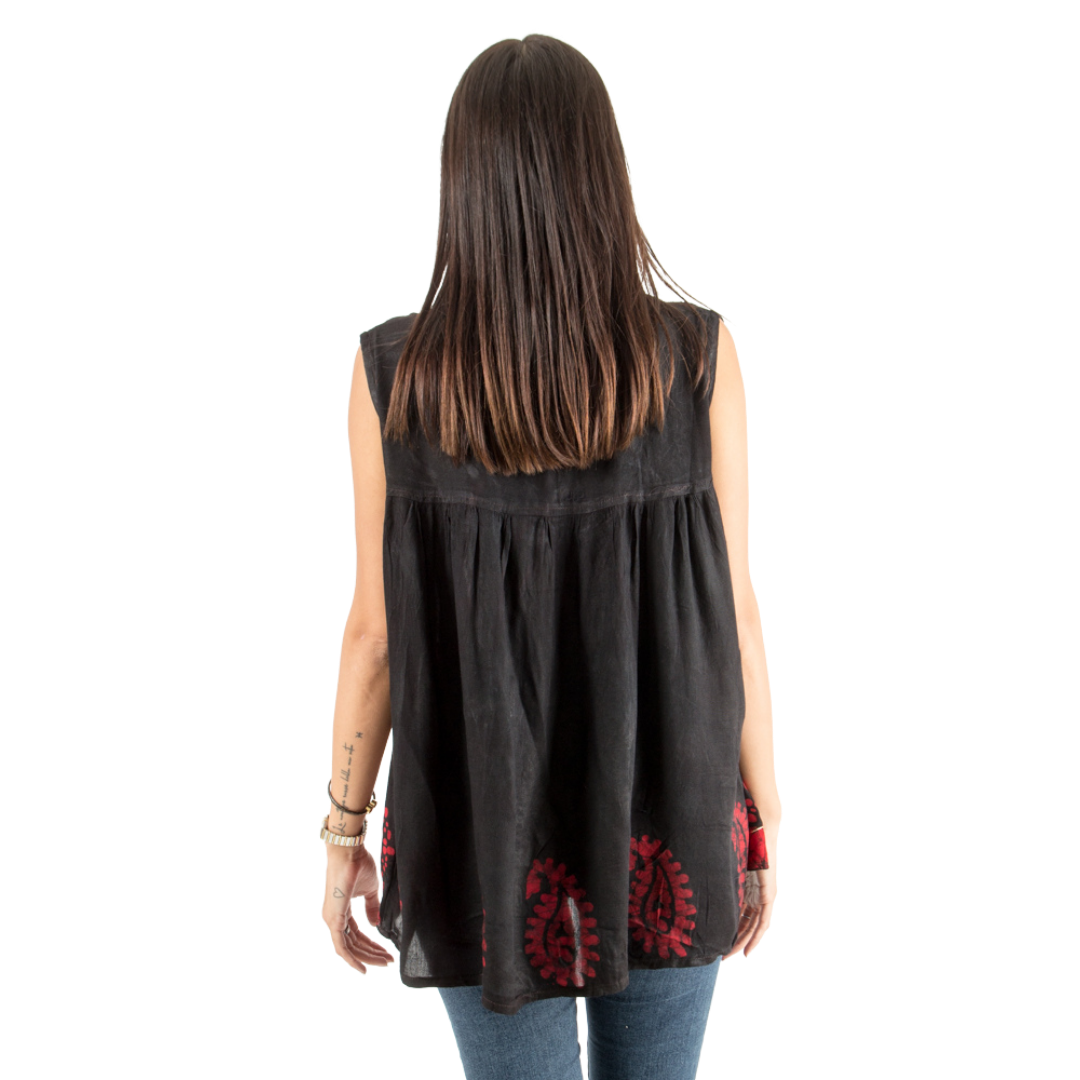 Blusa Dayita Negro con Rojo