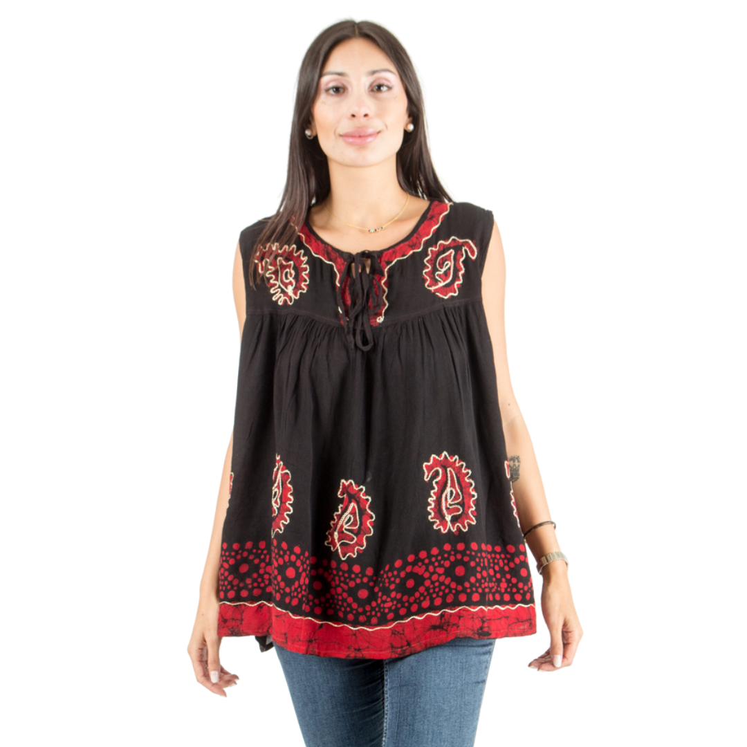 Blusa Dayita Negro con Rojo