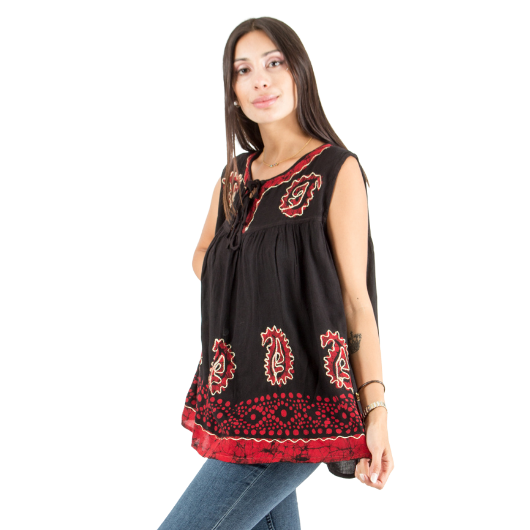 Blusa Dayita Negro con Rojo