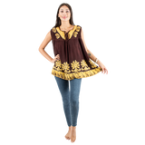 Blusa Darpita Café con Amarillo