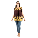 Blusa Darpita Café con Amarillo