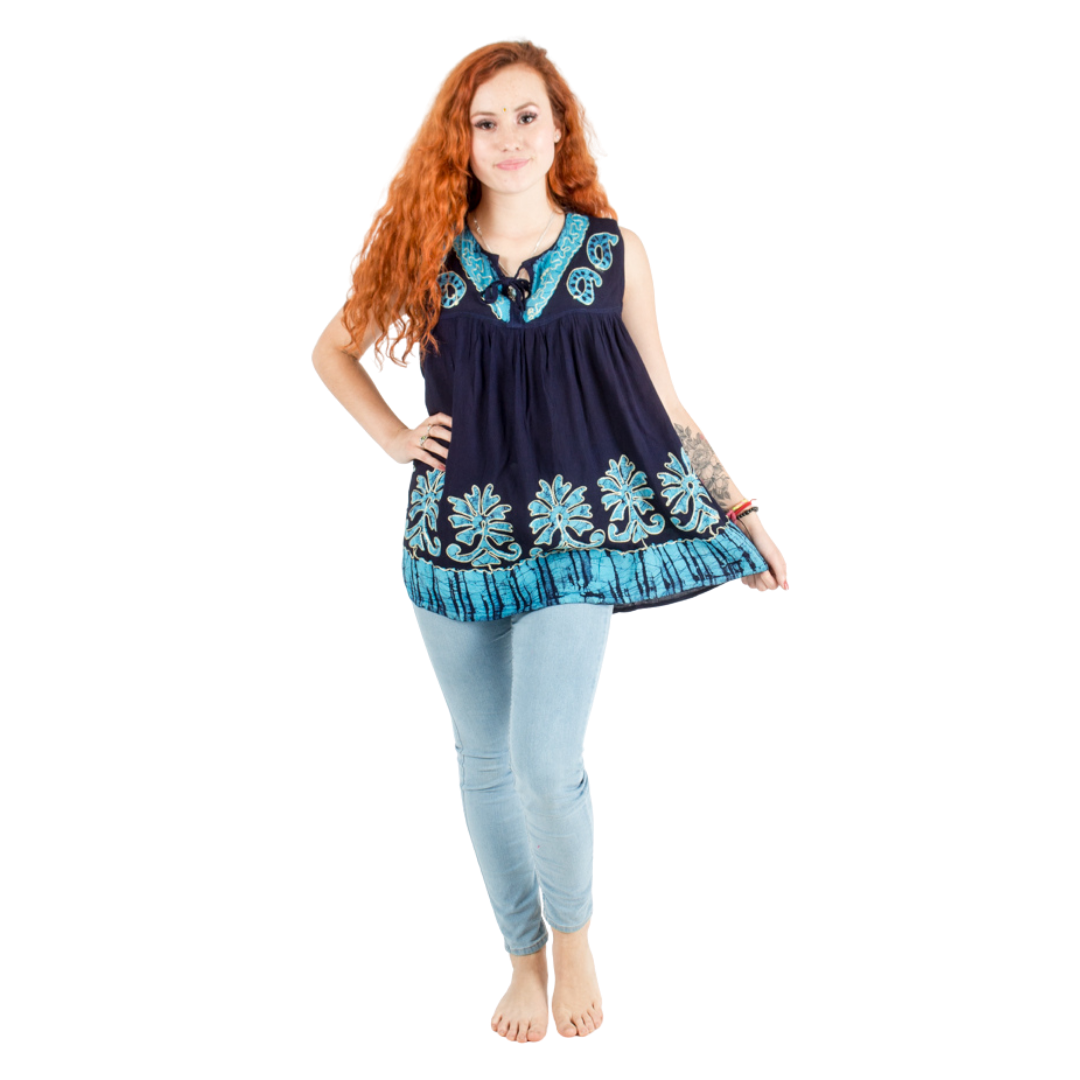 Blusa Darpita Azul Marino con Celeste