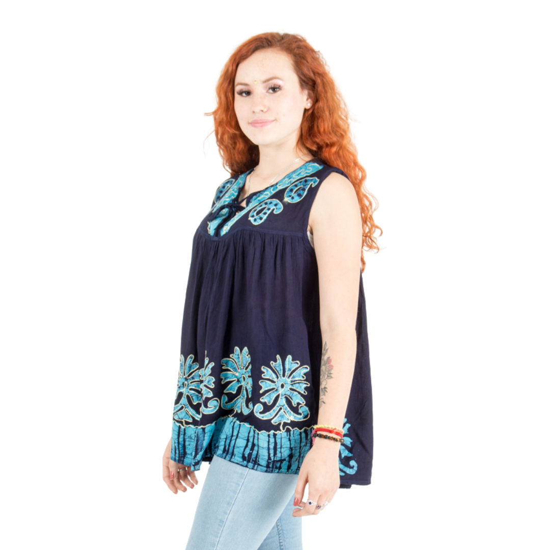 Blusa Darpita Azul Marino con Celeste