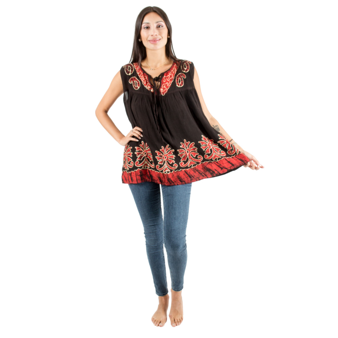 Blusa Darpita Negra con Rojo