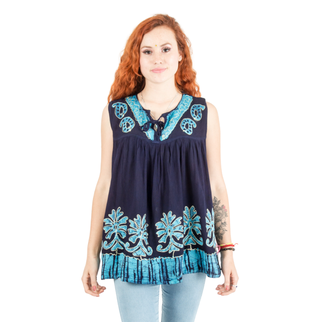 Blusa Darpita Azul Marino con Celeste