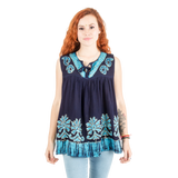 Blusa Darpita Azul Marino con Celeste