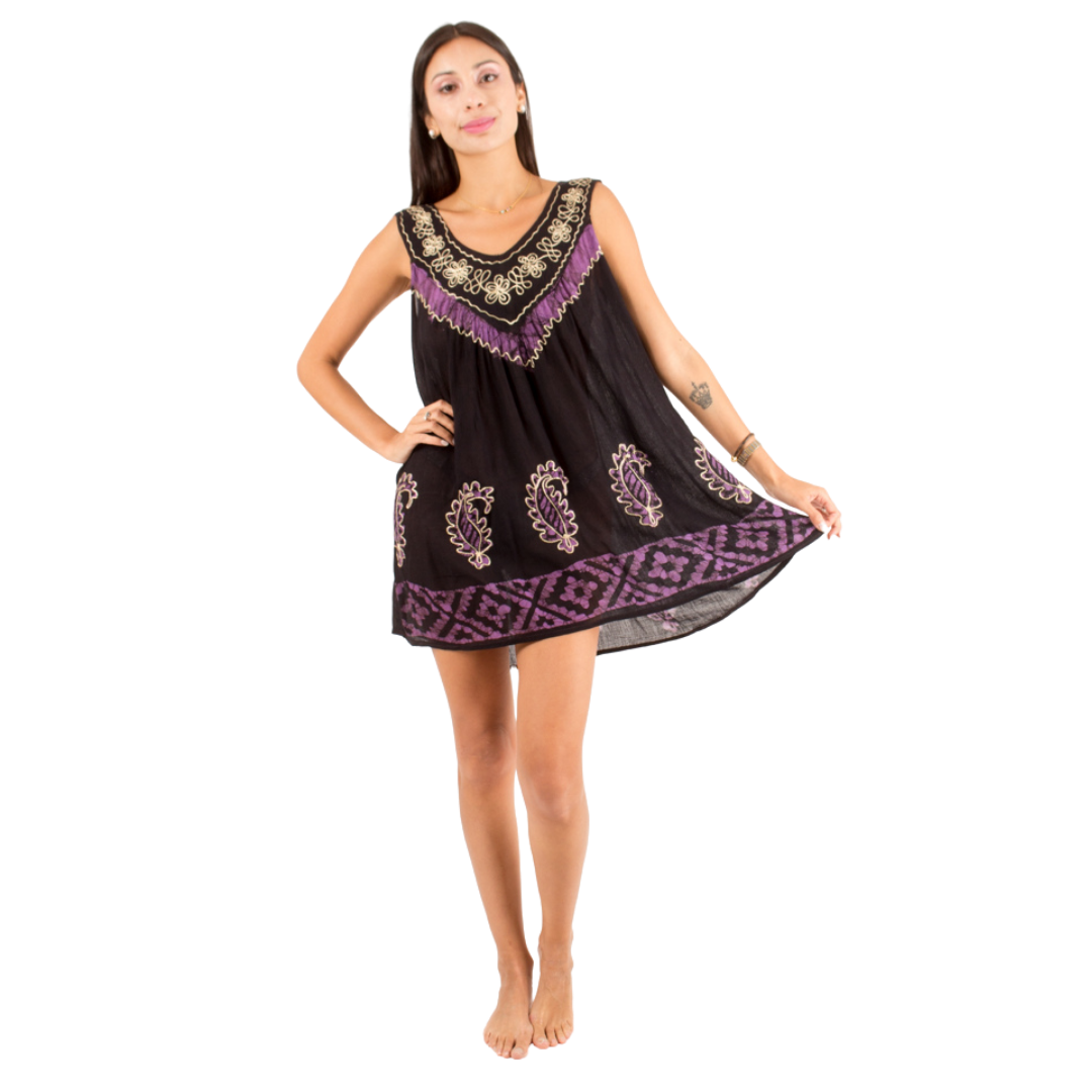 Blusa/Vestido Devu Negro con Morado