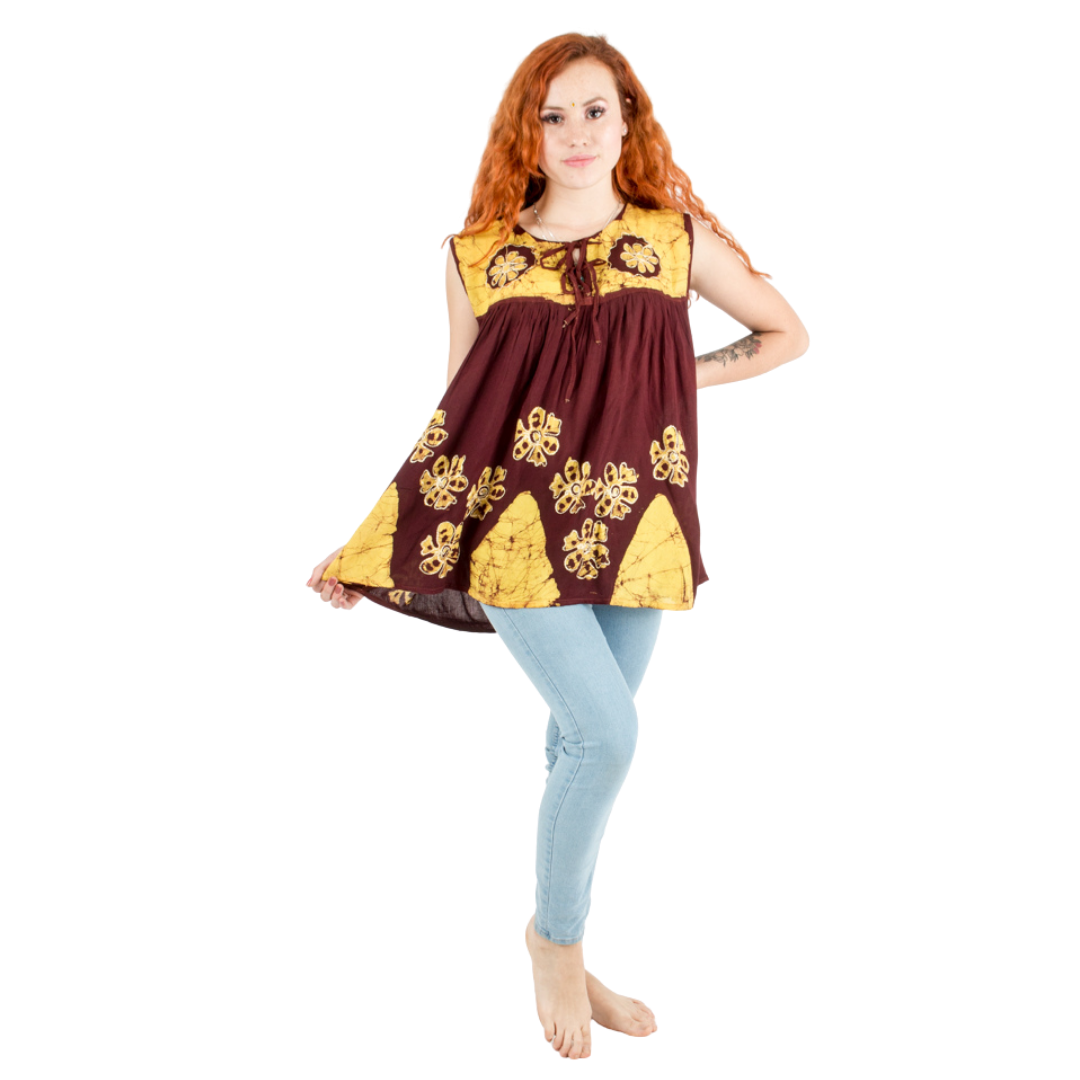 Blusa Chandri Café con Amarillo