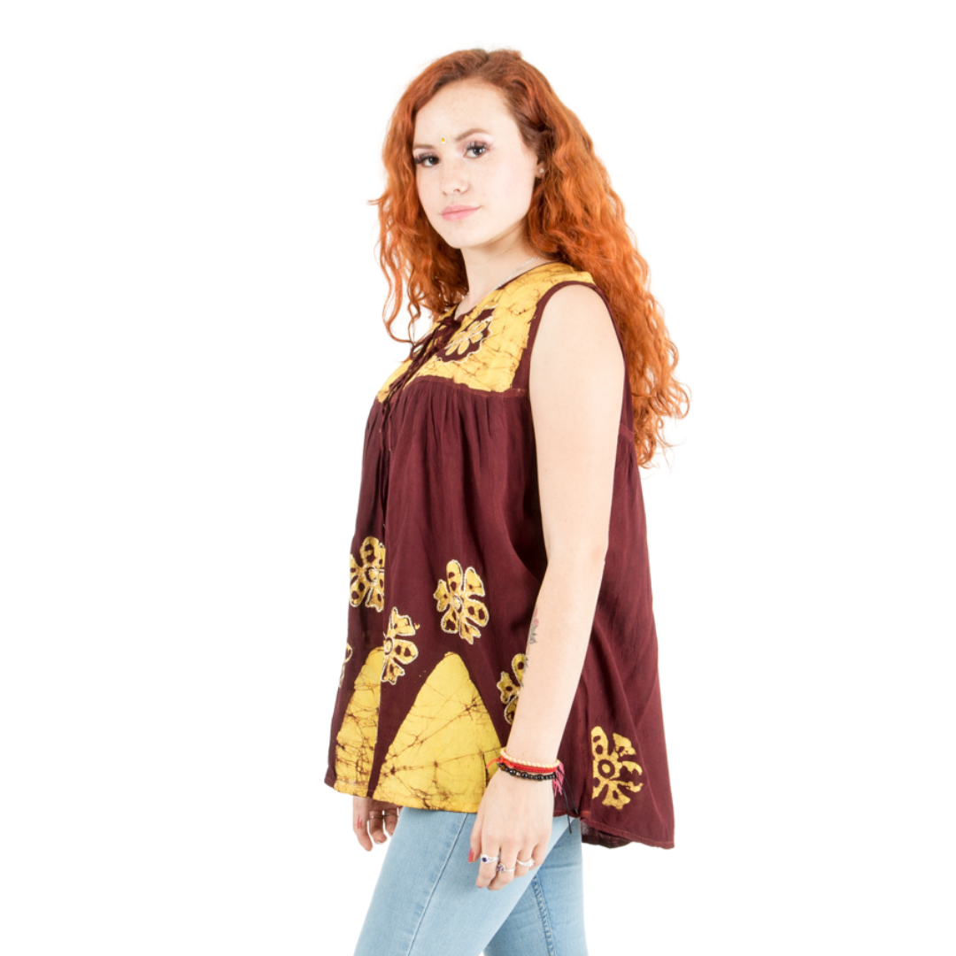 Blusa Chandri Café con Amarillo