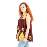 Blusa Chandri Café con Amarillo