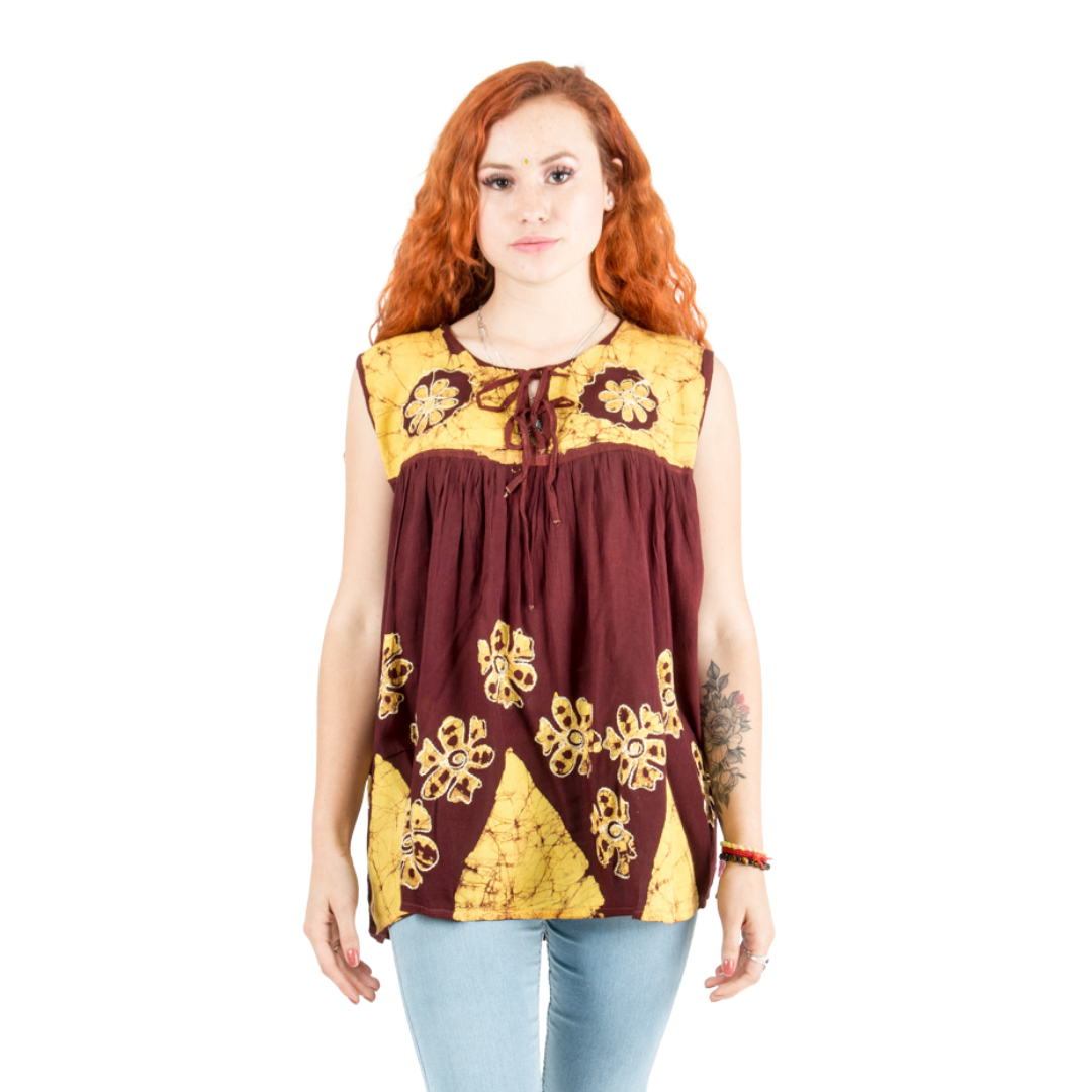 Blusa Chandri Café con Amarillo