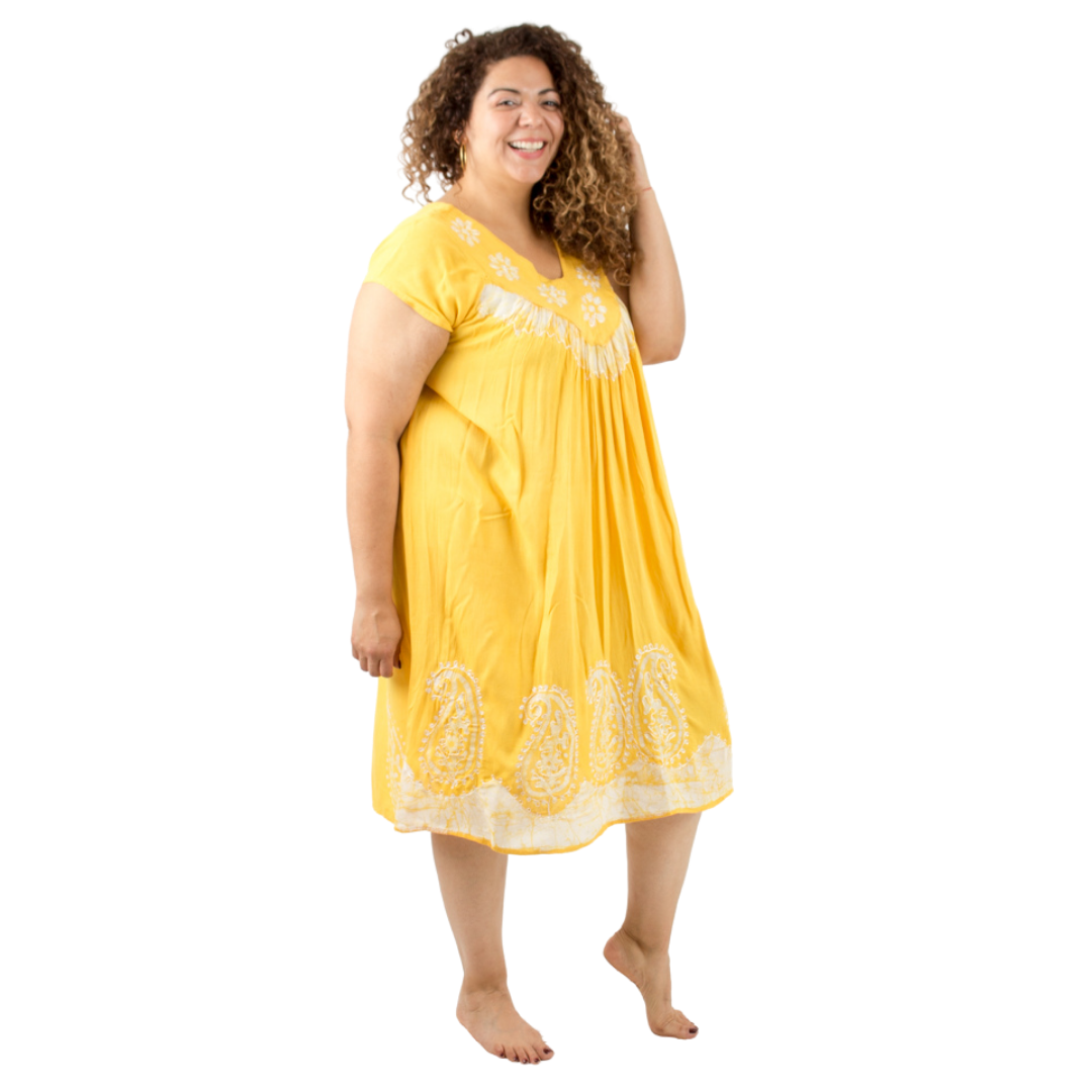 Vestido Dinu Amarillo con Blanco