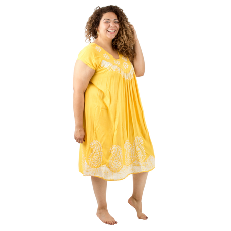 Vestido Dinu Amarillo con Blanco