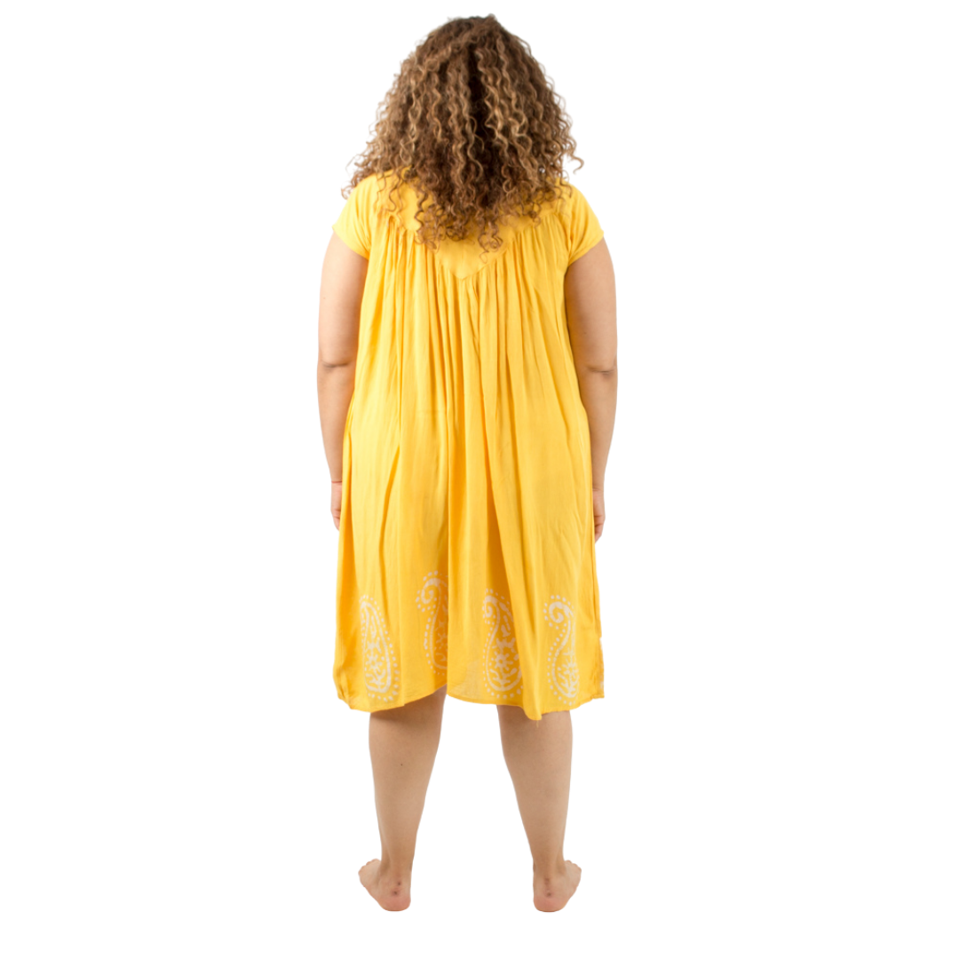 Vestido Dinu Amarillo con Blanco